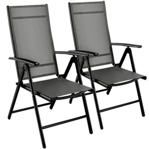 Homfa 2-delige balkonstoelenset tuinstoelen klapstoel 7-voudig verstelbare hoek, aluminium campingstoel, zware belasting 150 kg