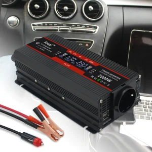 LCD display zonne-omvormer DC 12 V/24 V naar AC 220 V 230 V 1500 W/2000 W/2600 W zwart spanning converter EU socket auto accessoires