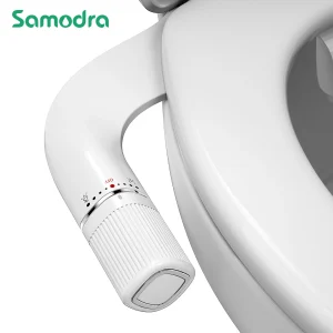 SAMODRA Bidet Niet-elektrisch toiletopzetstuk Bidet met dubbel mondstuk, verstelbare waterdruk met messing inlaat