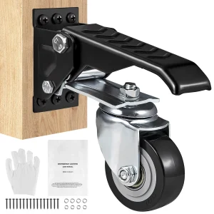 SucceBuy 165 lbs 2,5" set van 4 werkbankzwenkwielen, aan de zijkant gemonteerd intrekbaar stepdownwiel 360 ° Draaibaar voor tafeluitrusting