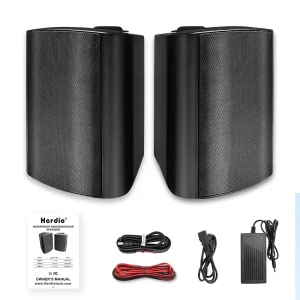 Herdio 5,25 '' 2 STKS Binnen Buiten Bluetooth-luidsprekers Patio Waterdicht Bedraad Wandmontagesysteem 300 Watt Zwart