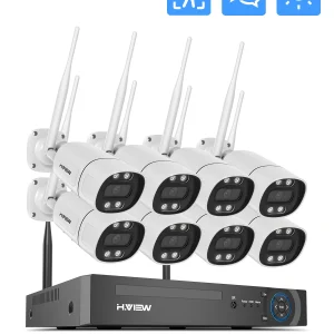 H. View 8ch 5mp Draadloze Wifi Camera Beveiligingssysteem Cctv Camera Video Surveillance Kit Nvr Indoor Buitenshuis Twee-Weg Audio Xmeye