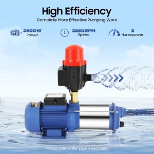 Tuin Centrifugaalpomp 2200W met Drukschakelaar Irrigatie Booster Pomp Manometer 2850 Rpm