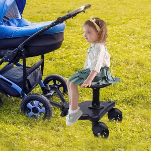 Kinderwagen Op Wielen Universeel 2 In 1 Kinderwagen Zweefvliegtuig Buggy Met Afneembare Stoelopstappedaal Zwart
