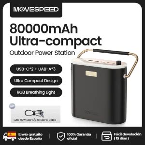 MOVESPEED S80 Power Bank met grote capaciteit 100W PD Snel opladen Externe batterij Draagbare krachtcentrale voor buiten kamperen Laptop