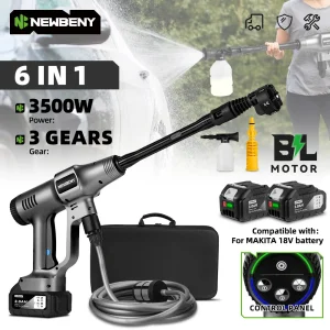 NEWBENY 3500W 200Bar Borstelloze Hogedruk Auto Waterpistool Snoerloos Elektrisch Spuitpistool Tuingereedschap Voor Makita 18V batterij Pin