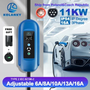 Kolanky 11KW 16A EV draagbare oplader Type2 EVSE oplaaddoos elektrische autolader CEE-stekker IEC62196-2 EV-oplader met 5M kabel
