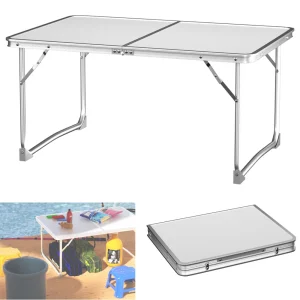 Kleine opvouwbare picknick-kampeertafel, aluminium lichtgewicht opvouwbare buitentuin achtertuinen BBQ draagbare tafel, 60x40x26cm tafel