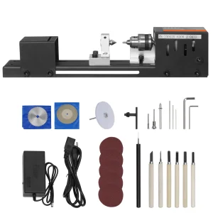 SucceBuy Mini Hout Draaibank Machine 2.76inx6.3in 24VDC 96W Machine Accessoires 7 Speed s voor DIY Houtbewerking Houtboor Rotary Tool