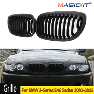 MagicKit Voorbumper Nier Grills Fit voor BMW 3-Serie E46 Sedan 2002-2005 Facelift 2 Deuren Grille Gloss zwart