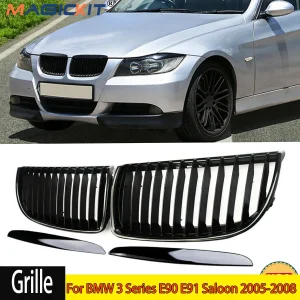 MagicKit Radiator Roosters Voor BMW 3 Serie E90 E91 Saloon 2005-2008 Gloss Black Front Nier Grill Auto accessoires