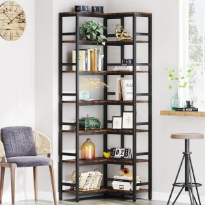 Tribesigns 7 Tier Hoge Hoekboekenplank, 78.74 "Industriële Hoek Etagere Boekenkast