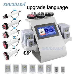 Nieuwste 6 In 1 40K Ultrasone Cavitatie Vacuüm Radiofrequentie Laser 8 Pads Lipo Laser Afslankmachine Voor Thuisgebruik Lichaamsvormer