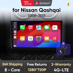 Junsun V1 AI Voice Draadloze CarPlay Android Auto Radio voor Nissan Qashqai J10 2006 2007 2008-2013 4G Auto Multimedia GPS 2din RDS