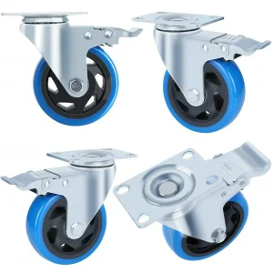 Fixkit 4x 100 mm zwenkwielen met rem Transportwielen Zwaar uitgevoerde zwenkwielen 150 kg per zwenkwiel Polyurethaan meubelwiel