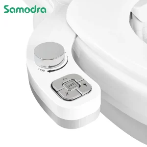 SAMODRA Bidet met knop - Niet-elektrischZelfreinigend dubbel mondstuk (voor- en achterwas) Zoetwaterbidet Toiletbrilbevestiging