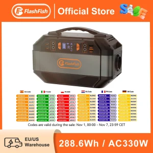FF Flashfish P56 draagbare krachtcentrale 330W piek 600W stopcontact 288,6 Wh zonnegenerator DC voor zonnepaneel buitenstroomdrone