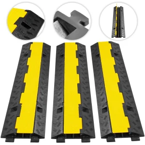 SucceBuy Kabelbeschermer Oprit Draad Kabelafdekking Snoerbeschermer 2 kanalen Rubber + PVC 11000 LBS Snelheid Bump Parkeren Oprit Verkeer