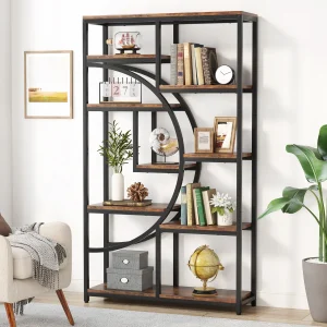 Tribesigns Boekenplank Industriële 5 Tier Etagere Boekenkast, Vrijstaande Hoge Boekenplanken Display Plank Opslag Organizer