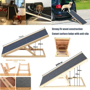 Massief Houten Hondenladder Voor Huisdieren-4 In Hoogte Verstelbaar Met Antislip Tapijt Veiligheidsladder-Houten Hondenhelling Puppy Voor Huisdieren
