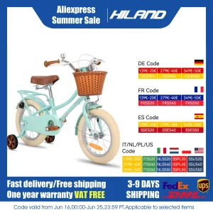 STITCH Manchi 12 14 16 18 inch kinderfiets met mand en stabiele wielen, geschikt voor meisjes en jongens van 2 tot 9 jaar