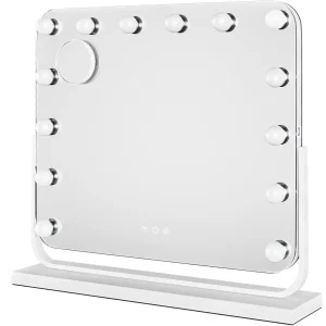 Hollywood Make-Up Spiegel, 14 Led Verlichting, Cosmetische Spiegel 57X48Cm Dimbaar 3 Kleurmodi, Touch Control,360 ° Draaien, Usb Opladen