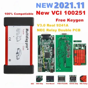 NIEUWE VCI 2021.11 Multidiag Pro TCS Bluetooth Dubbele PCB V3.0 Rode NEC Relais Real 9241A Chip FTDI OBD2 Diagnostic Tool