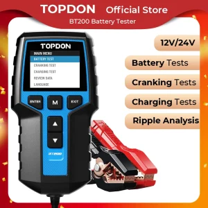 TOPDON BT200 Draagbare Batterij Tester Opladen Zwengelen Test Tools voor Auto 12V Automotive Diagnostische Batterij Monitor 100-2000CCA