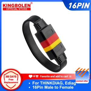 THINKDIAG Kabel 16 Pin Man-vrouw OBD2 Verlengkabel Auto Diagnostic Tool 0.36M voor thinkdiag Easydiag OBDII EOBD Connector