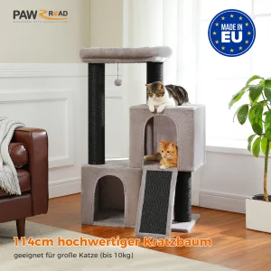 Krabpaaltoren met grote kattenkrabpaal Extreem grote dubbele grot Volledig sisal bedekt Geschikt voor grote katten