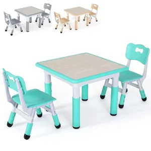 Kindertafel en 2 stoelenset zitgroep, in hoogte verstelbaar voor kinderen van 3-8 jaar Meubels Studeertafel voor kinderen