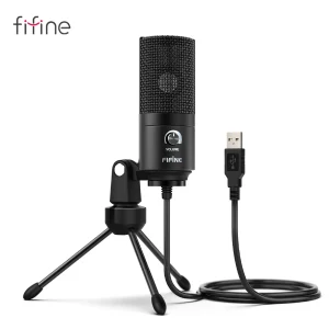 FIFINE USB-condensatormicrofoon met versterkingsknop, metalen opnamemicrofoon voor thuisstudio, podcasting, voice-over, laptop, Windows -K669