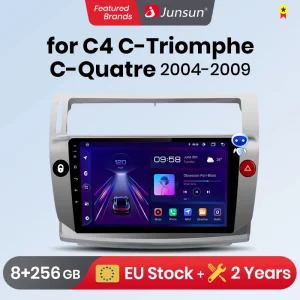 Junsun V1 Plus Autoradio Voor Citroen C4 C-Triomphe C-Quatre 2004 - 2009 Draadloze Carplay Android Auto Nr 2 Din 2din Dvd