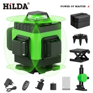 HILDA 4D 16 Lijnen Groene Laser Niveau Zelfnivellerende 360 Mannen Gift Horizontale en Verticale Cross Super Sterke Groene Laser Niveau