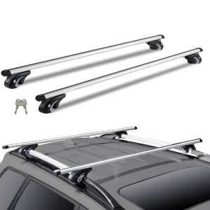 SucceBuy Imperiaal Dwarsstang Verstelbare Aluminium Dakrail Dwarsstang Bagage Bagagedrager 200LBS Top Dak Dwarsstang Zilver