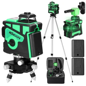 Kkmoon Multifunctionele Zelfnivellerende 3d 12 Lijnen Laser Level Tool Verticale Horizontale Lijnen Met 1.2M 3 Hoogtes Verstelbare Legering