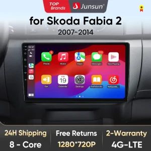 Junsun V1 AI Voice Draadloze CarPlay Android Auto Radio Voor Skoda Fabia 2008-2013 4G Auto Multimedia GPS 2din autoradio RDS WIFI