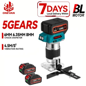 ONEVAN 1600 W Borstelloze Elektrische Trimmer 5 Versnellingen 6 MM 6.35 MM 8 MM Draadloze Graveren Steken Frezen Router Voor Makita Batterij Pin