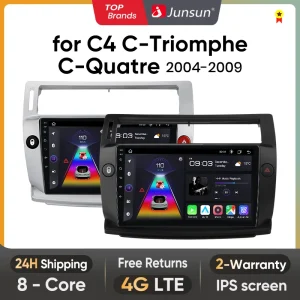 Junsun V1 Plus Autoradio Voor Citroen C4 C-Triomphe C-Quatre 2004 - 2009 Draadloze Carplay Android Auto Nr 2 Din 2din Dvd
