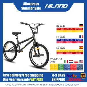 Hiland 20 inch Freestyle BMX-fiets voor kinderen, beginnersniveau tot geavanceerde rijders met 360 graden gyro en 4 haringen, kinderfietsen