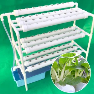 LOYALHEARTDY 3-laags hydrocultuur kweekset 90 plantenlocaties en spons plantengroentegereedschap wit PVC-U plantplaatsrek