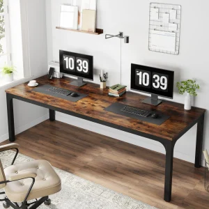 Tribesigns 78,7 inch extra lang computerbureau 2-persoons bureau, dubbel lang bureau, werkstation voor thuiskantoor