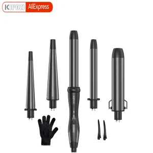 Kipozi Professionele Krultang 5-In-1 Haargereedschap Instant Verwarming Elektrische Krultang Heteluchtborstel Keramische Vaten Voor Vrouw