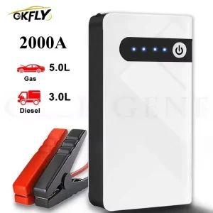 GKFLY 2000A Auto Starthulp 44.4Wh Powerbank Draagbare Auto Accu Booster Oplader 12V Startapparaat Startkabels