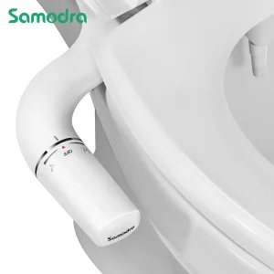 SAMODRA Bidetbevestiging Ultraslank toiletbrilbevestiging Bidet met dubbel mondstuk Verstelbare waterdruk Niet-elektrische kontsproeier