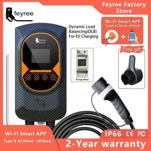 Feyree EV-lader Type 2 kabel 32A 7,6 kW Dynamische belastingbalansering EVSE wandbox APP-functie 11 kW 22 kW laadstation elektrische auto