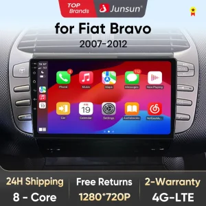 Junsun V1 Ai Stem Draadloze Carplay Android Auto Radio Voor Fiat Bravo 2007 2008 2009 2010-2012 4G Auto Multimedia Gps 2din