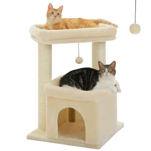 Krabpaaltoren voor binnenkatten met privé Cosy Cat Condo Dubbele grote zitstok met krabpalen voor kitten