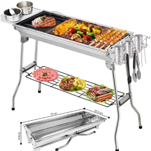 Houtskoolgrills Roestvrijstalen grill BBQ-gereedschap Sets Kookgerei Kit voor picknick Campingfeest