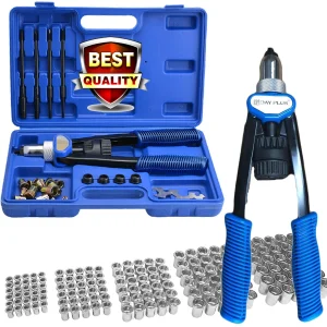 Professionele Klinknagel Moer Tang Set Blind Klinkhamer Set Klinkmachine Schroefdraad Moer Klinken M5-M12 Tool met 150 Klinknagelmoeren